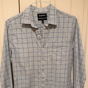 Bonobos Slim Fit Sz S LS Casual Button Down Shirt Checkered Gray Blue LS